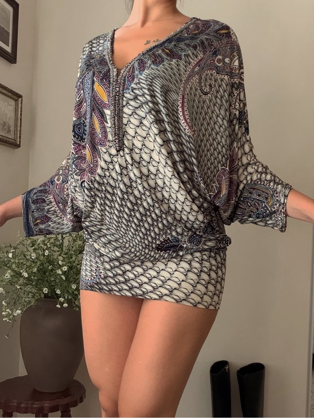 Y2K batwing mini dress